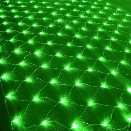 HADAVAKA Large Net Fairy String Lights, Led Fischernetz Licht, Mit 8 Lichtmodi, Mit Schwanz Stecker Kann In Reihe Geschaltet Werden, Für Bushe Zaun Wand/Weihnachtsbaum/Garten (Green, 3 * 2M) von HADAVAKA