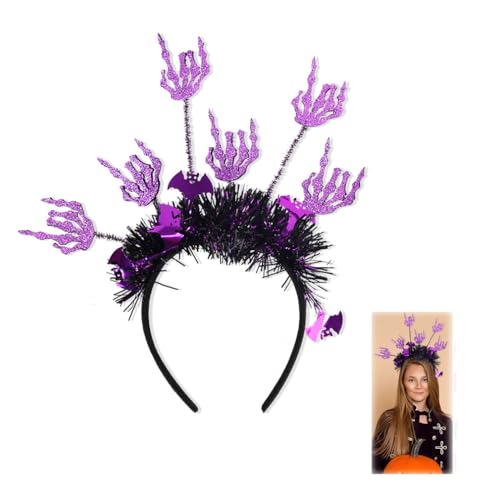 Halloween Skull Hair Accessory, Funny Radial Colour Headdress, Ghost Festival Party Decorations Hair Accessories, Party Fancy Dress Accessories, Multiple Options Available (Purple) von HADAVAKA