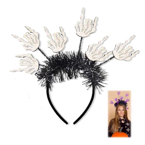 Halloween Skull Hair Accessory, Funny Radial Colour Headdress, Ghost Festival Party Decorations Hair Accessories, Party Fancy Dress Accessories, Multiple Options Available (White) von HADAVAKA