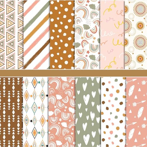 HADEEONG Scrapbook-Papier, 24 Stück, 30 x 30 cm, Boho-Muster, doppelseitiges Bastelpapier, bunt, dekoratives Papier, flach gefaltet, für Kunst, Basteln, Kartenherstellung, Scrapbooking-Zubehör HADEEONG Scrapbook-Papier, 24 Stück, 30 x 30 cm, Boho-Muster, doppelseitiges Bastelpapier, bunt, dekoratives Papier, flach gefaltet, für Kunst, Basteln, Kartenherstellung, Scrapbooking-Zubehör von HADEEONG