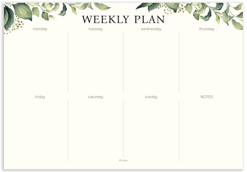 Wochenplaner-Notizblock, Größe 20,3 x 29,2 cm, wöchentliche To-Do-Liste, Notizblock, Eukalyptus-Design von HADIGU