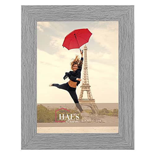 HAES DECO - Holz Bilderrahmen 15x20 Paris Vintage grau - Vintage Chabby Chic - Fotorahmen Holz - Portraitrahmen mit Aufsteller & Wandhalterung - Fotorahmen für 1 Foto im Format 15x20 - SP001152 von HAES DECO