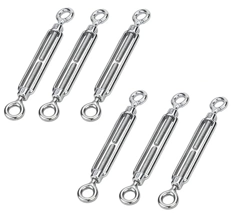 Spannschloss-Drahtspanner, 6 Stück M6 Edelstahl 304 Haken- und Hakenspannschlösser Verstellbarer Drahtseilspanner for Kletterpflanzen Spannschloss-Spanner-Kit(M6 00) von HAEUYA