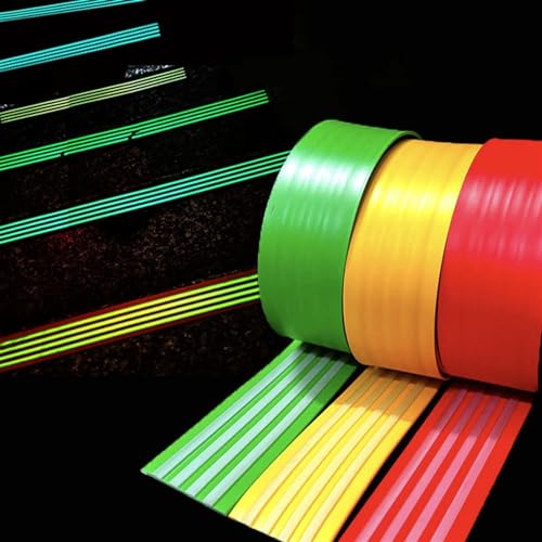 Wandverkleidungsleiste, 3,2 Fuß selbstklebende Stufenkantenleiste, im Dunkeln leuchtende Treppenkantenleiste, Treppenstufenleiste for Treppenstufen im Innen- und Außenbereich(Green) von HAEUYA