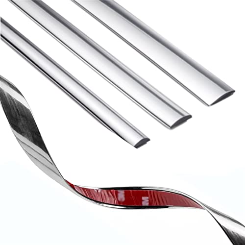 Wandverkleidungsleiste, 3 m selbstklebende Chromleiste for Autos – universelle dekorative Stoßstangen-, Fenster-, Tür- und Karosserieseitenteile sowie Möbeloberflächen im Haushalt(6mm(0.23Inch)) von HAEUYA