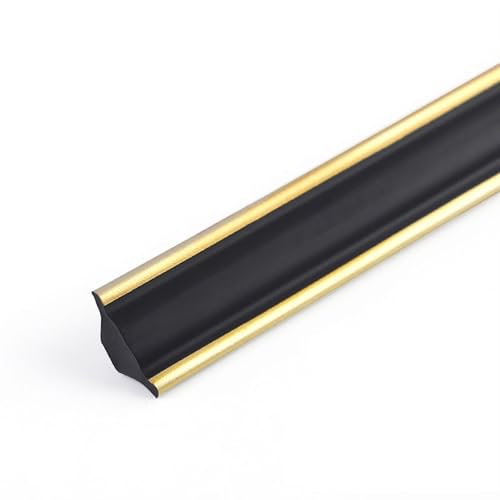 Wandverkleidungsleiste, 5 m, selbstklebende Viertelstableiste, flexible Dichtungs- und Zierleisten for Bodenkanten und Fliesenkanten, Dichtungsstreifen for Decke, Arbeitsplatte, Kabine(Black Gold,12 m von HAEUYA