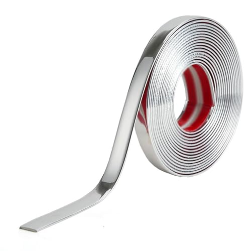 Wandverkleidungsleiste, 5 m, universelle Auto-Zierleiste, selbstklebende Auto-Dekorleiste, DIY-Zierleisten-Liniendekoration for die Seitenfenster von Auto-/LKW-Türen(Chrome,6mm(0.23Inch)) von HAEUYA