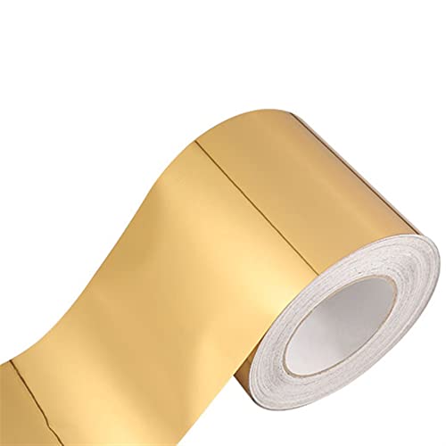 Wandverkleidungsleiste, 5 m selbstklebende Metall-Wandverkleidung, Randleiste, selbstklebende Tapetendekoration, Linien-Innendekoration(Bright Gold,12cm(W) X5m(L)) von HAEUYA