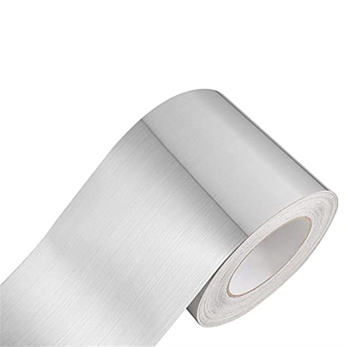 Wandverkleidungsleiste, 5 m selbstklebende Metall-Wandverkleidung, Randleiste, selbstklebende Tapetendekoration, Linien-Innendekoration(Brushed Silver,10cm(W) X5m(L)) von HAEUYA