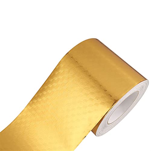 Wandverkleidungsleiste, 5 m selbstklebende Metall-Wandverkleidung, Randleiste, selbstklebende Tapetendekoration, Linien-Innendekoration(Gold Checker,30cm(W) X5m(L)) von HAEUYA