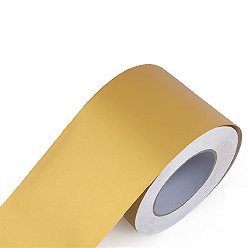 Wandverkleidungsleiste, 5 m selbstklebende Metall-Wandverkleidung, Randleiste, selbstklebende Tapetendekoration, Linien-Innendekoration(Matte Gold,30cm(W) X5m(L)) von HAEUYA