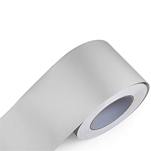 Wandverkleidungsleiste, 5 m selbstklebende Metall-Wandverkleidung, Randleiste, selbstklebende Tapetendekoration, Linien-Innendekoration(Matte Silver,10cm(W) X5m(L)) von HAEUYA