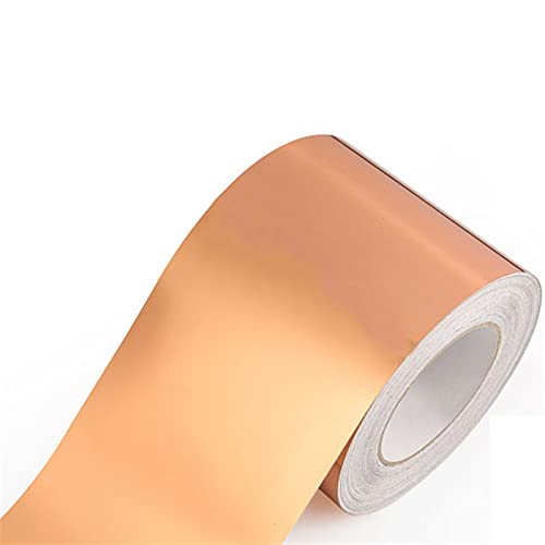 Wandverkleidungsleiste, 5 m selbstklebende Metall-Wandverkleidung, Randleiste, selbstklebende Tapetendekoration, Linien-Innendekoration(Mirror Rose Gold,8cm(W) X5m(L)) von HAEUYA