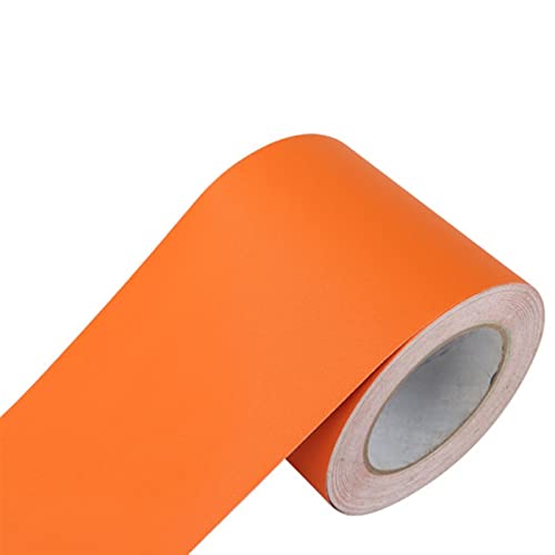 Wandverkleidungsleiste, 5 m selbstklebende Metall-Wandverkleidung, Randleiste, selbstklebende Tapetendekoration, Linien-Innendekoration(Orange Matte,15cm(W) X5m(L)) von HAEUYA