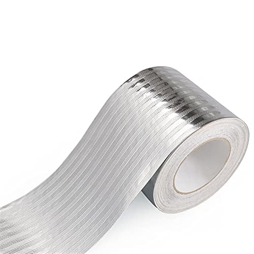Wandverkleidungsleiste, 5 m selbstklebende Metall-Wandverkleidung, Randleiste, selbstklebende Tapetendekoration, Linien-Innendekoration(Silver Stripe,8cm(W) X5m(L)) von HAEUYA