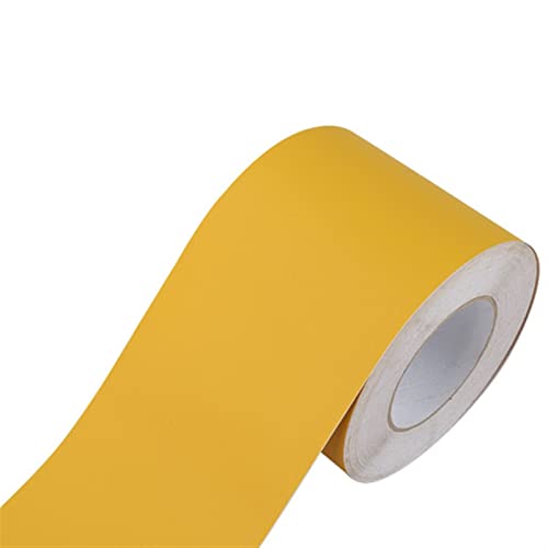 Wandverkleidungsleiste, 5 m selbstklebende Metall-Wandverkleidung, Randleiste, selbstklebende Tapetendekoration, Linien-Innendekoration(Yellow Matte,12cm(W) X5m(L)) von HAEUYA