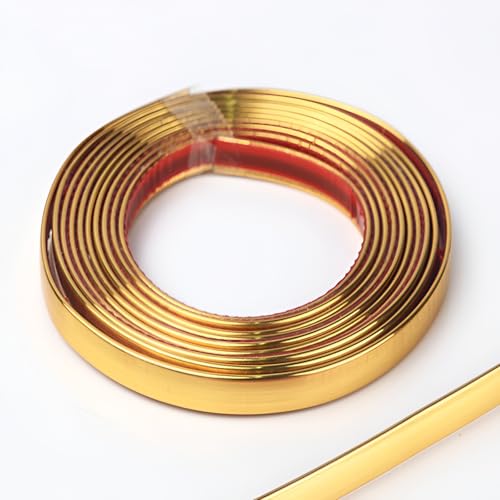 Wandverkleidungsleiste, 9,8 Fuß selbstklebende Wandverkleidung, flexible dekorative Streifen for Wand, Übergangsleiste, for Fliesen, Spiegel, Decke, Boden, Paneel, Schrank(Gold,300 * 1.5cm) von HAEUYA