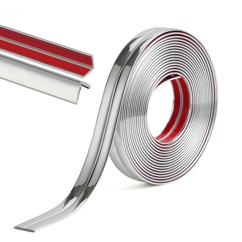 Wandverkleidungsleiste, Vinyl-Eckleiste for Abziehen und Aufkleben – flexible, selbstklebende Wandleiste for Eckschutz und Möbelkantenschutz(Chome,6 * 1000cm) von HAEUYA