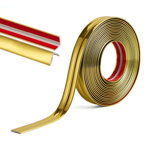 Wandverkleidungsleiste, Vinyl-Eckleiste for Abziehen und Aufkleben – flexible, selbstklebende Wandleiste for Eckschutz und Möbelkantenschutz(Gold,6 * 1000cm) von HAEUYA