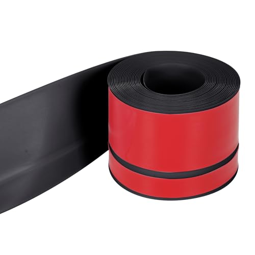 Wandverkleidungsleiste, selbstklebende PVC-Sockelleistenleiste, Abzieh- und Aufklebeleiste for flexible Sockelleistenabdeckungen, Fußleistenband, Wandsockelleistenleiste(Black6m) von HAEUYA