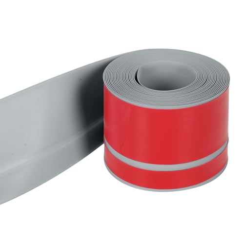 Wandverkleidungsleiste, selbstklebende PVC-Sockelleistenleiste, Abzieh- und Aufklebeleiste for flexible Sockelleistenabdeckungen, Fußleistenband, Wandsockelleistenleiste(Grey25m) von HAEUYA
