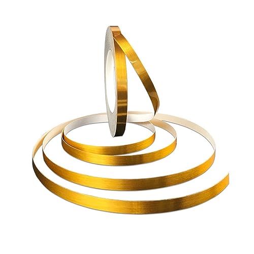 Wandverkleidungsleiste, selbstklebende Wandkantenleiste aus Metall, 50 m, for Abziehen und Aufkleben, for Decken- und Türrahmen, Wandverkleidung, Innenbereich, Küche(Brushed Gold,W: 0.5cm) von HAEUYA