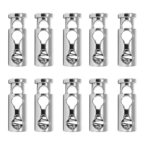 HAFRILY 10 Stück kordelstopper 1 Loch Metallfedern Kordelstopper Metall Schnurstopper für Kleidung und Zugschnüre Usw (Silberweiß) von HAFRILY