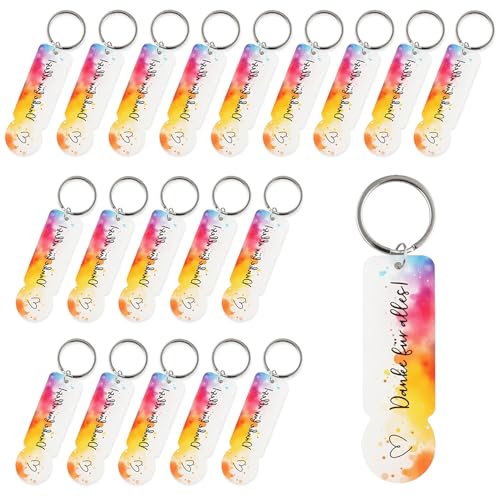 HAFRILY 20 Stück Acryl Einkaufswagenchip Schlüsselanhänger Einkaufschip Abziehbar Wagenlöser Danke Geschenk für Erzieherin Abschluss Geburtstag Hochzeit Abschluss Taufe von HAFRILY