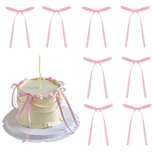 HAFRILY 40 Stück rosa Kuchenschleifen, rosa Schleifen, Kuchendekorationen, zum Aufkleben auf Schleifen für Kindergeburtstag, Hochzeit, Party, Hochzeitstag, Kuchen, Weihnachtsbaum, Dekorationszubehör HAFRILY 40 Stück rosa Kuchenschleifen, rosa Schleifen, Kuchendekorationen, zum Aufkleben auf Schleifen für Kindergeburtstag, Hochzeit, Party, Hochzeitstag, Kuchen, Weihnachtsbaum, Dekorationszubehör von HAFRILY