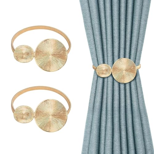 HAFRILY Vorhang Raffhalter Verstellbare Raffhalter für Vorhänge Legierungsfeder Raffhalter für Gardinen Zubehör für Wohnzimmer Schlafzimmer Büro (2 Stück Gold Lotusblatt) von HAFRILY