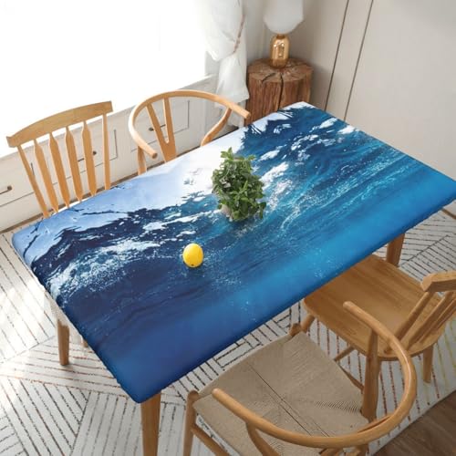 Blue Water Tischdecke, wasserdicht, schmutzabweisend, Polyester, waschbar, für drinnen und draußen, Party, Esstisch, 1,5 m Blue Water Tischdecke, wasserdicht, schmutzabweisend, Polyester, waschbar, für drinnen und draußen, Party, Esstisch, 1,5 m von HAHAFU