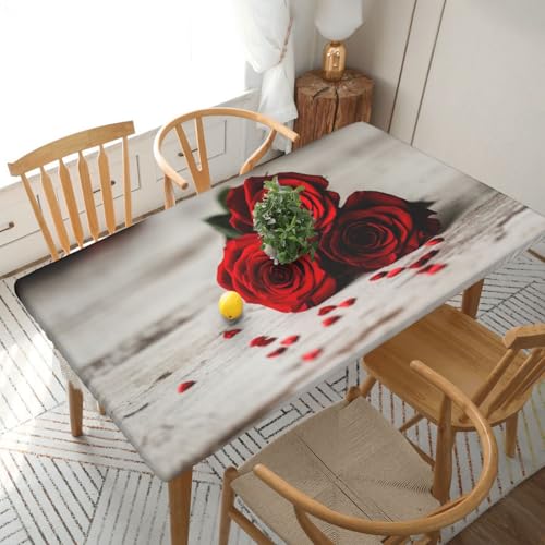 Rose Tischdecke, quadratisch, wasserdicht, schmutzabweisend, Polyestergewebe, waschbar, für drinnen und draußen, Party, Esstisch, 152 cm Rose Tischdecke, quadratisch, wasserdicht, schmutzabweisend, Polyestergewebe, waschbar, für drinnen und draußen, Party, Esstisch, 152 cm von HAHAFU