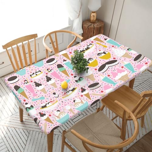 Sweet Ice Cream Tischdecke, quadratisch, wasserdicht, schmutzabweisend, Polyestergewebe, waschbar, für drinnen und draußen, Party, Esstisch, 152 cm Sweet Ice Cream Tischdecke, quadratisch, wasserdicht, schmutzabweisend, Polyestergewebe, waschbar, für drinnen und draußen, Party, Esstisch, 152 cm von HAHAFU