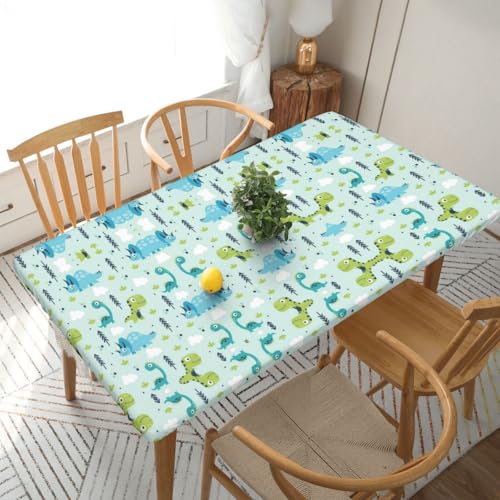 Tischdecke, Dinosaurier-Muster, quadratisch, wasserdicht, schmutzabweisend, Polyester, waschbar, für drinnen und draußen, Party, Esstisch, 1,5 m Tischdecke, Dinosaurier-Muster, quadratisch, wasserdicht, schmutzabweisend, Polyester, waschbar, für drinnen und draußen, Party, Esstisch, 1,5 m von HAHAFU