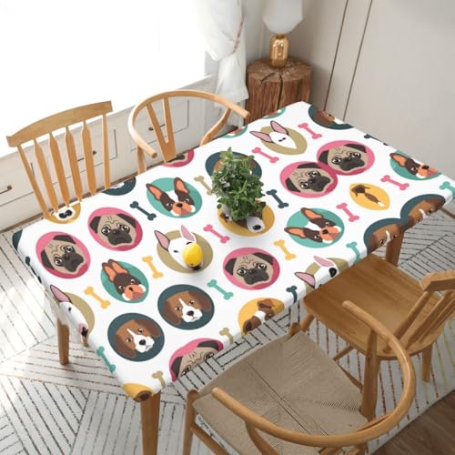 Tischdecke mit Hundemuster, quadratisch, wasserdicht, schmutzabweisend, Polyestergewebe, waschbar, für drinnen und draußen, Party, Esstisch, 1,5 m Tischdecke mit Hundemuster, quadratisch, wasserdicht, schmutzabweisend, Polyestergewebe, waschbar, für drinnen und draußen, Party, Esstisch, 1,5 m von HAHAFU