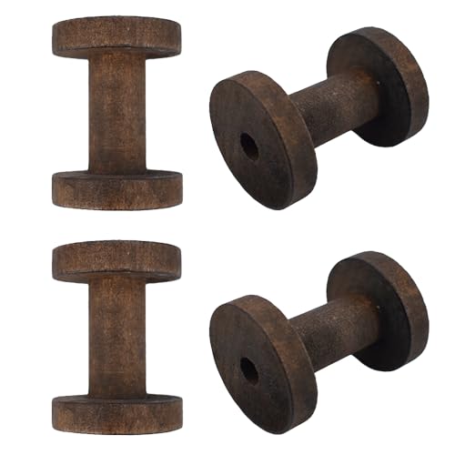 HAHIYO 6 cm, 4 Stück, Vintage-Stil, Kaffeefarben, Holzspule, Retro, unlackierte Holzfadenspulen für Textildraht, Webband, Handwerk, DIY, Kunst, Bildung, glatte drehbare Spulen HAHIYO 6 cm, 4 Stück, Vintage-Stil, Kaffeefarben, Holzspule, Retro, unlackierte Holzfadenspulen für Textildraht, Webband, Handwerk, DIY, Kunst, Bildung, glatte drehbare Spulen von HAHIYO