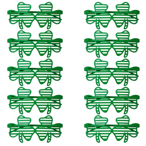 HAICN 10 Stück St. Patricks Day Kleeblatt-Brille, grüne irische Brille, Kobold-Kostüm, Retro-Requisite für Männer und Frauen, Partyzubehör HAICN 10 Stück St. Patricks Day Kleeblatt-Brille, grüne irische Brille, Kobold-Kostüm, Retro-Requisite für Männer und Frauen, Partyzubehör von HAICN