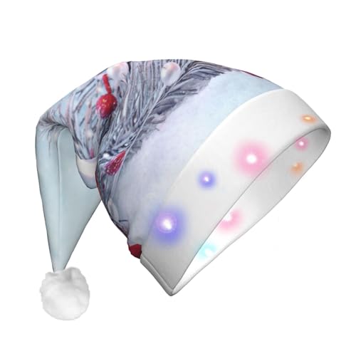 Weihnachtsmütze mit Aufschrift "Merry Christmas", lustig, beleuchtet, mit LED, für Erwachsene, Plüsch-Weihnachtsmütze für Damen und Herren von HAICOM