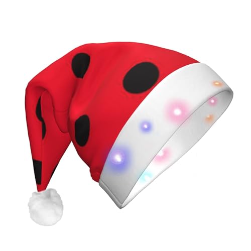 Weihnachtsmütze mit Punktemuster, lustige, beleuchtete Weihnachtsmütze mit LED, Erwachsene, Plüsch-Weihnachtsmütze für Damen und Herren von HAICOM