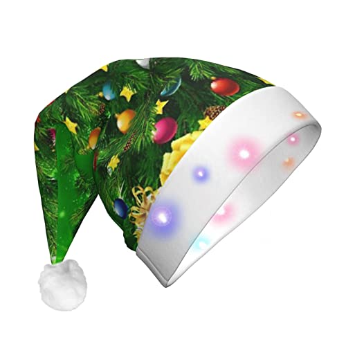 Weihnachtsmütze mit Weihnachtsbäumen, lustig, beleuchtet, mit LED, für Erwachsene, Plüsch-Weihnachtsmütze für Damen und Herren von HAICOM