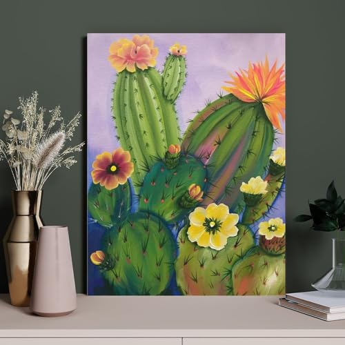 5D Diamond Painting Kits Für Erwachsene Und Kinder Kaktus Blume, DIY Malen Nach Zahlen Sukkulenten Diamond Art Kits Full Round Drill Cross Stitch Arts Craft for Home Decor（Round Diamond）30x40cm-103 von HAIDU