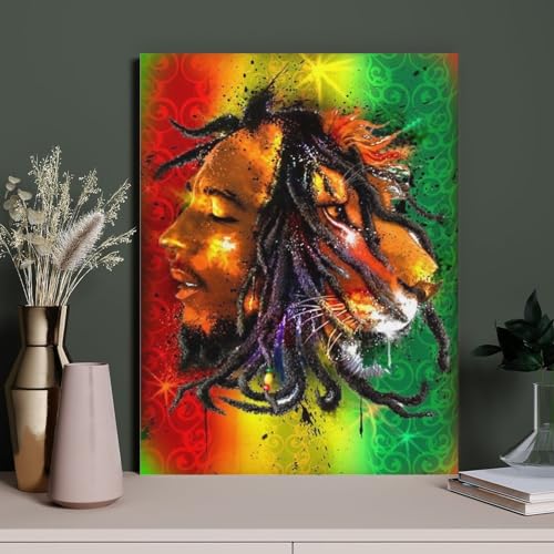 HAIDU 5D Diamond Painting Bob Marley Rock Singer,DIY Diamond Painting Stickerei Kit Round Resin Diamond Cross Stitch Home Decor（Round Diamond） 40x50cm-105 von HAIDU