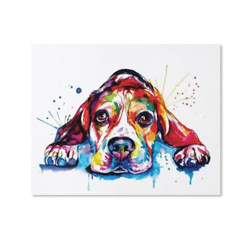 HAIDU DIY 5D Diamond Painting Kit Voller Bohrer Hund Bunte Beagles Liegende Diamantmalerei Kreuzstichmalerei Strass Stickerei Handwerk Für Zuhause Wanddekoration（Round Diamond） 30x40cm-113 von HAIDU