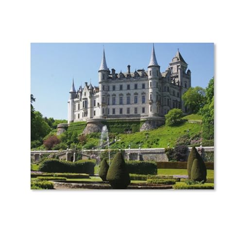 HAIDU DIY 5D Diamond Painting Kits für Erwachsene, Strass-Kristall-Stickerei-Kunst für Zuhause, Wanddekoration, Schloss, Park, Garten, Dunrobin Castle, Schottland（Round Diamond） 30x40cm-110 von HAIDU