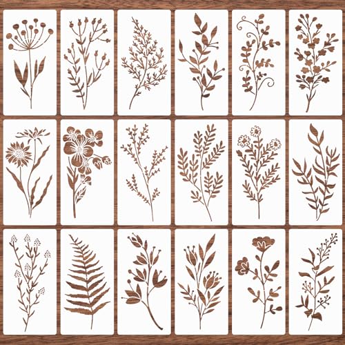 18 Stück Blätter Schablone Blumen Schablonen Wiederverwendbar Malerei Vorlagen DIY Kunst Zeichenschablonen Malschablonen für Holz Möbel Wand Deko Karten Scrapbooking Fotoalbum 18 Stück Blätter Schablone Blumen Schablonen Wiederverwendbar Malerei Vorlagen DIY Kunst Zeichenschablonen Malschablonen für Holz Möbel Wand Deko Karten Scrapbooking Fotoalbum von HAILUII