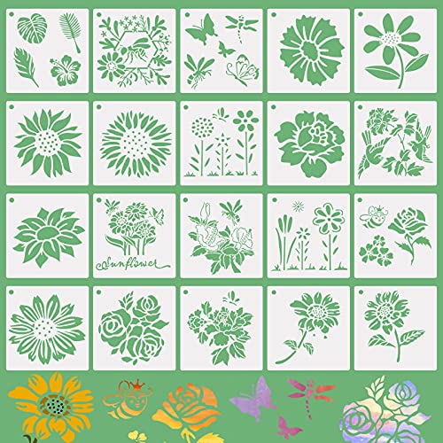20 Stück Blumen Schablone zum Malen Groß Zeichenschablonen Blätter Schmetterling Sonnenblumen Schablonen DIY Zeichnung Malschablonen für Scrapbooking Journal Karten Fotoalbum Wand Fenster 20 Stück Blumen Schablone zum Malen Groß Zeichenschablonen Blätter Schmetterling Sonnenblumen Schablonen DIY Zeichnung Malschablonen für Scrapbooking Journal Karten Fotoalbum Wand Fenster von HAILUII
