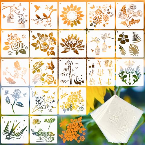 20 Stück Blumen Schablonen zum Malen DIY Zeichenschablonen Blätter Frühling Sommer Schmetterling Vogel Schablonen Wiederverwendbar Malschablonen für Scrapbook Journal Fenster Wand Karten Möbel 20 Stück Blumen Schablonen zum Malen DIY Zeichenschablonen Blätter Frühling Sommer Schmetterling Vogel Schablonen Wiederverwendbar Malschablonen für Scrapbook Journal Fenster Wand Karten Möbel von HAILUII