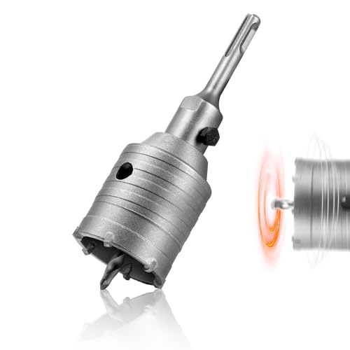 Bohrkrone 55mm SDS Plus Dosenbohrer Steckdosenbohrer Bohrkrone Steckdose Hammerschlagfest Mauerwerk Trockenbau Porenbeton Gasbeton Rigips Gipskarton Ziegel Naturstein für Bohrhämmer von HAIMAYEE
