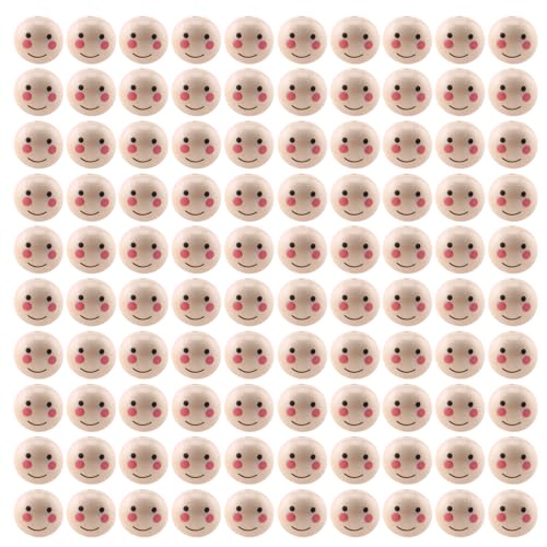 100 Stück natürliche Holzperlen, lächelndes Gesicht, Puppenkopf, lose Perlen, Charm-Abstandshalter für Schmuckherstellung, handgefertigtes Zubehör 100 Stück natürliche Holzperlen, lächelndes Gesicht, Puppenkopf, lose Perlen, Charm-Abstandshalter für Schmuckherstellung, handgefertigtes Zubehör von HAISENG