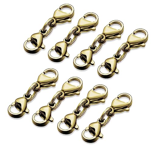 8 Stück Doppel-Karabinerverschlüsse, kleine Halskettenverlängerungen, Doppelklauen-Verbindungsstück, Schmuck-Verlängerungsverschluss, einfach zu verwenden von HAISENG